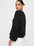 Front view of model wearing  front Harmony Knit Sweater Black Princess Polly  Long 