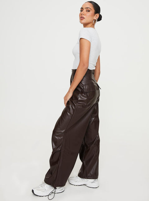 product Princess Polly  Ornella Faux Leather Pants Brown