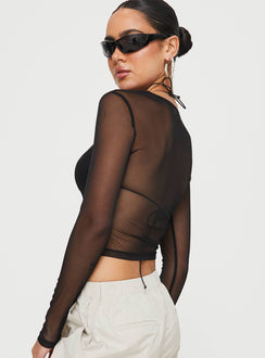 product Princess Polly Sleeveless Square Neck  Future Mesh Long Sleeve Top Black