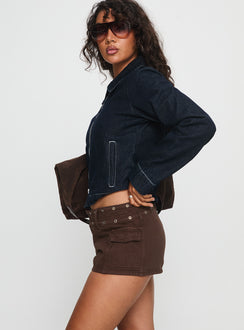 Reno Eyelet Micro Shorts Brown Wash