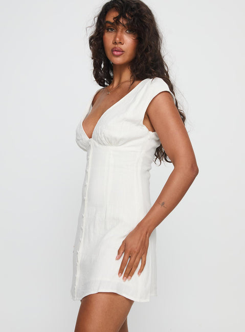 Lover Like Me Linen Mini Dress White