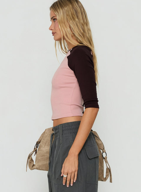 Kikkie 3/4-Arm Raglan Rosa / Pflaume