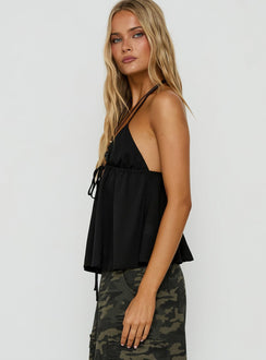 Top Form Tie Front Halter Top Black