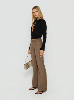 Jordanna Belted Straight Trousers Brown