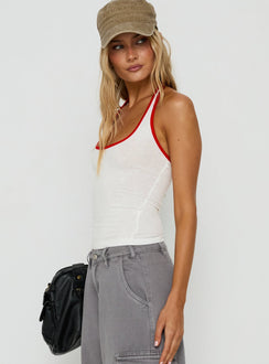 Sugar Talking Kontrast Halter Top Weiß / Rot