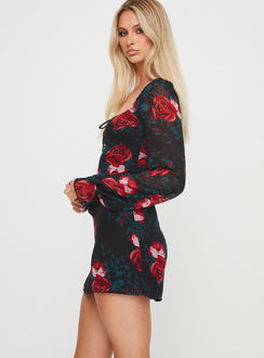 product Princess Polly Boat Neck  Bayford Long Sleeve Mini Dress Red / Black Tall