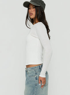 Isibella Layered Long Sleeve Top White