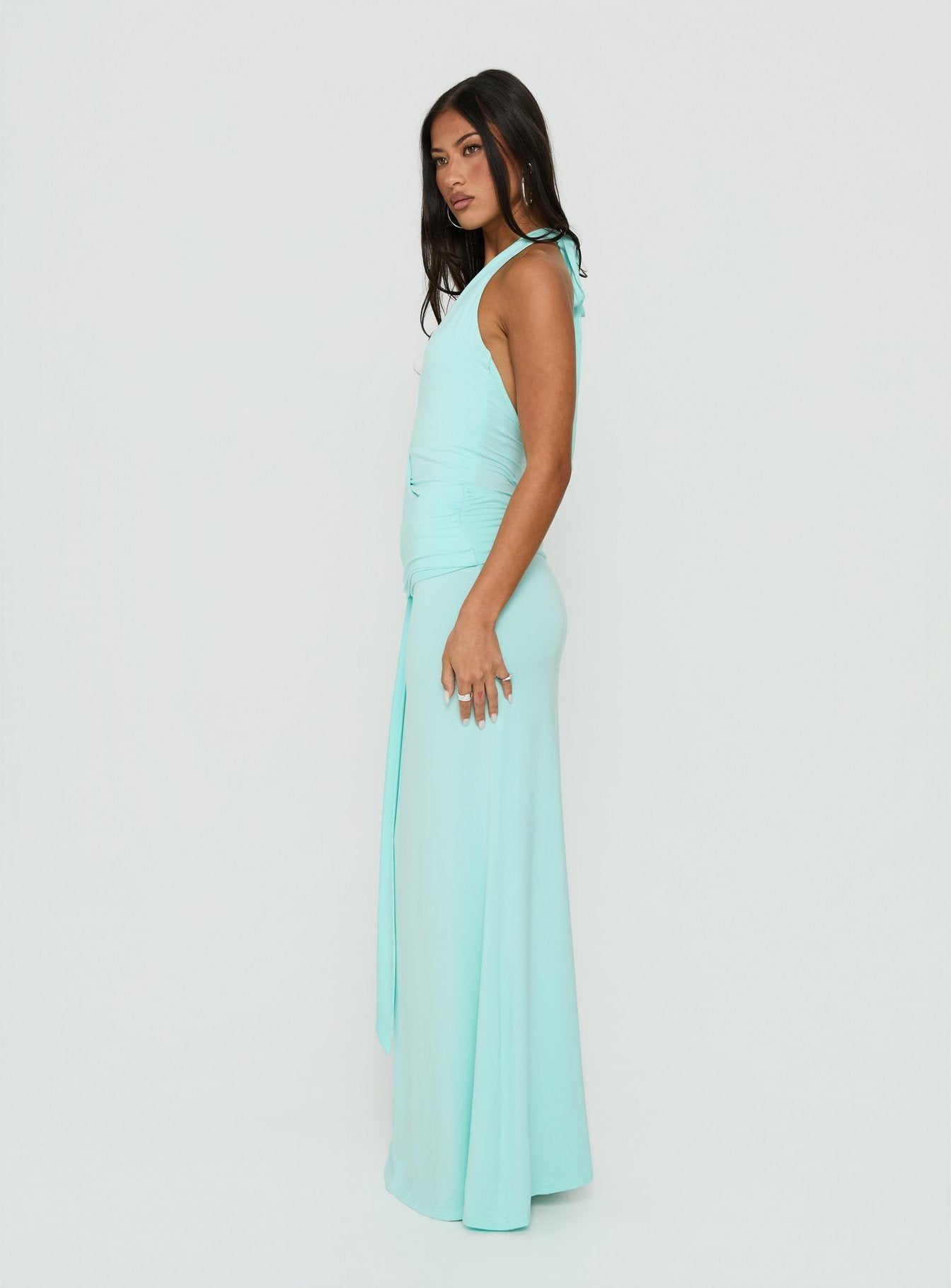 So Major Draped A-Line Maxi Dress Blue