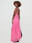 back view of model wearing Princess Polly Maribelle Maxi Dress Pink Square Neck 