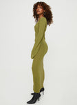 Princess Polly Scoop Neck  Balart Long Sleeve Maxi Dress Green