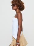 side view of model wearing Princess Polly Bode One Shoulder Top White Sleeveless Asymmetric Neckline 