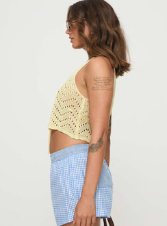 side view of model wearing Princess Polly Walnut Top Cream Sleeveless Scoop Neck 