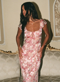 product Princess Polly Sweetheart Neckline  Julianne Flutter Sleeve Maxi Dress Pink Multi