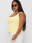 Baseline Square Neck Rib Tank Top Lemon Curve