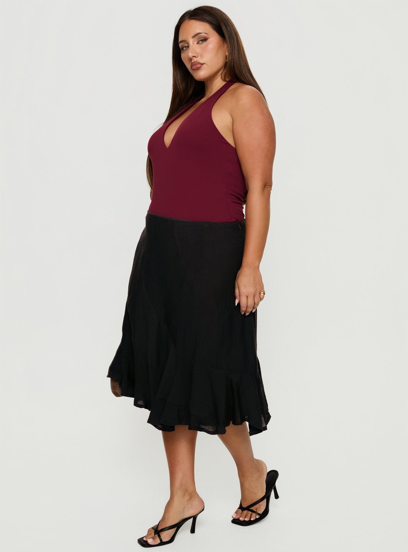 With Kindness Midi Skirt Black Curve
