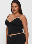 Lullabies Jersey Cami Top Black Curve