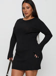 Mayok Long Sleeve Mini Dress Black Curve