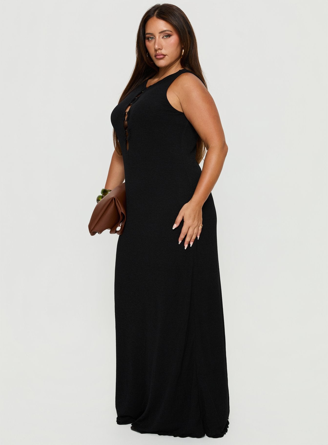 Dejonge Ring Sleeveless Maxi Dress Black Curve