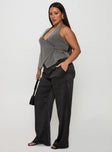 First Place Low Rise Satin Pant Black Curve