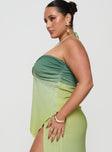 side view of model wearing Princess Polly Star Girl Top Green Ombre Curve Sleeveless Sweetheart 