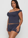 Drift Away Off The Shoulder Sleep Set Navy Dot Curve