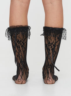 Lace socks Fishnet style, frill cuff