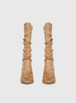 Such A Charmer Faux Suede Scrunch Boot Tan