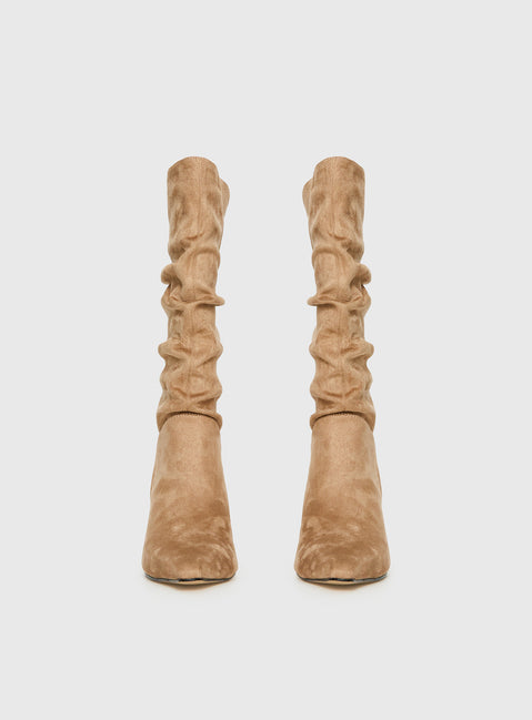 Such A Charmer Faux Suede Scrunch Boot Tan