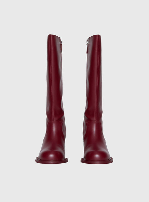 Ella Knee High Boots Burgundy