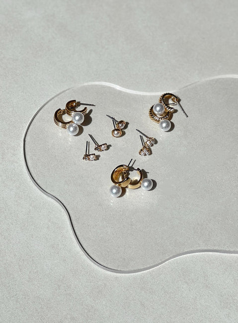 Earring pack  Pack of six, hoop & stud styles, stud fastening, pearl detail