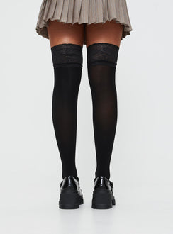 Thigh-high stocking with lace trim Good stretch, unlined 