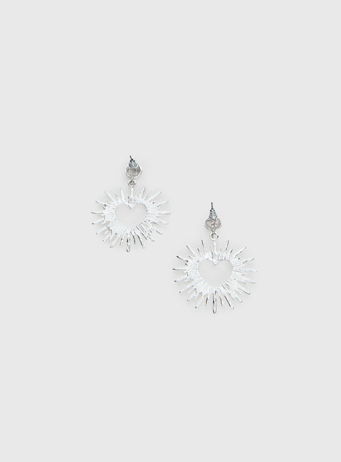 Manifest It Heart Earrings Silver