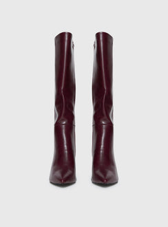 Harrie Knee High Boots Burgundy