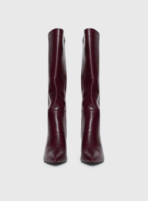 Harrie Knee High Boots Burgundy