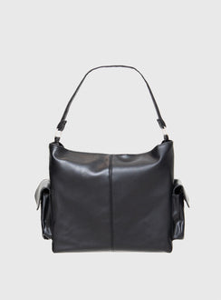 Faux leather bag Adjustable & removable shoulder and crossbody straps, silver-toned hardware, zip fastening, four external magnetic button fastening pockets, flat base