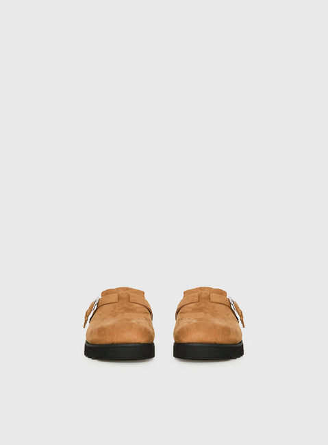 Raxton Faux Suede Clogs Brown