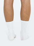 Crew socks Ribbed cuff Elasticated Good stretch 