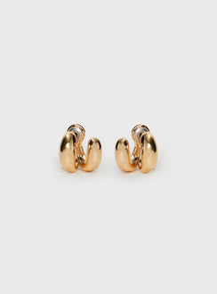 Gold-toned earrings Stud fastening, lightweight