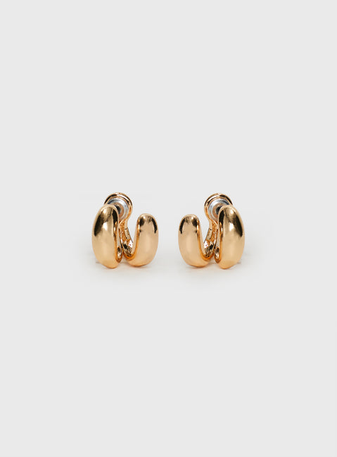 Gold-toned earrings Stud fastening, lightweight