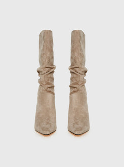 Such A Charmer Faux Suede Scrunch Boot Taupe