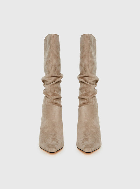 Such A Charmer Faux Suede Scrunch Boot Taupe