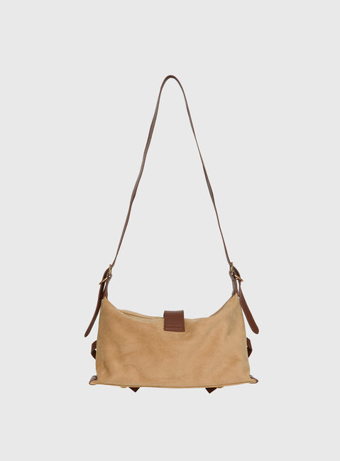 Anatolius Faux Suede Shoulder Bag Brown