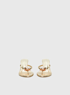 Billini Dalella Thong Heels Gold Metallic