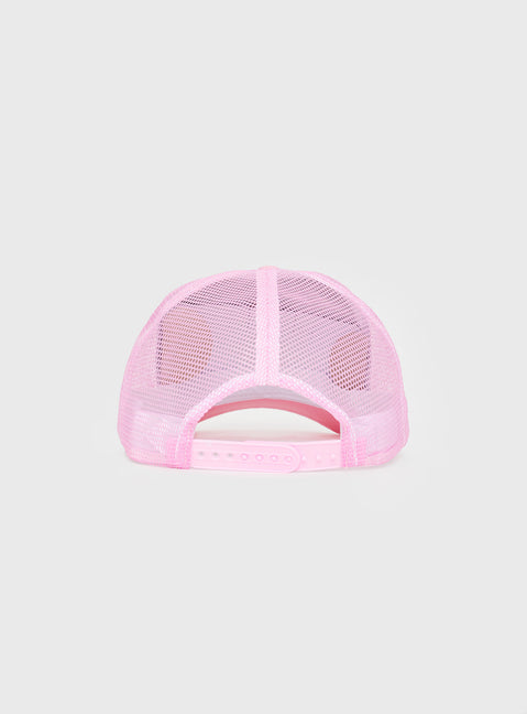 Graphic trucker hat Mesh back panels, snap back fastening 