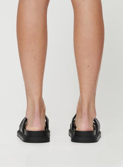 Faux leather flats Twin strap upper, rounded toe