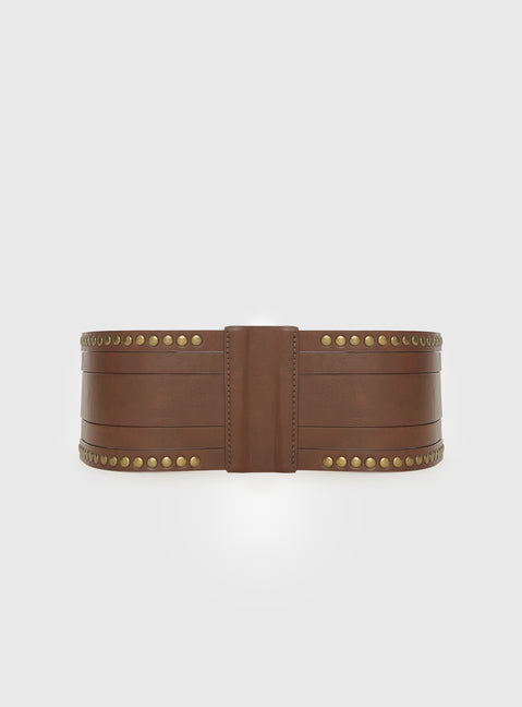 Vanish Faux Leather Belt Brown
