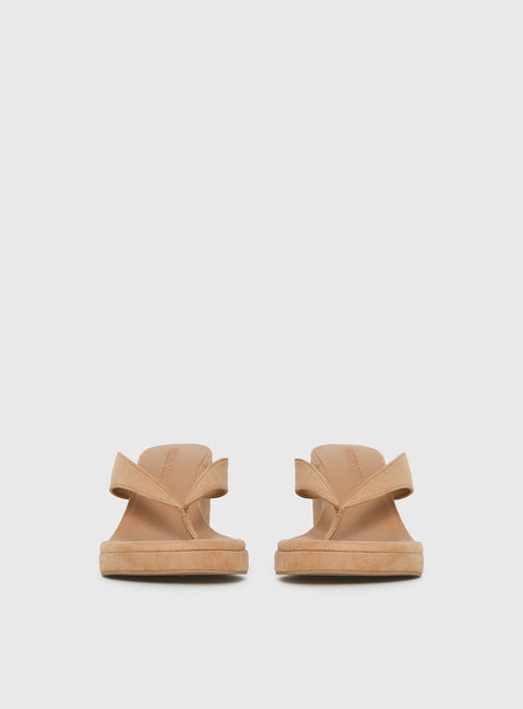 Kamiko Wedged Heels Tan Faux Suede