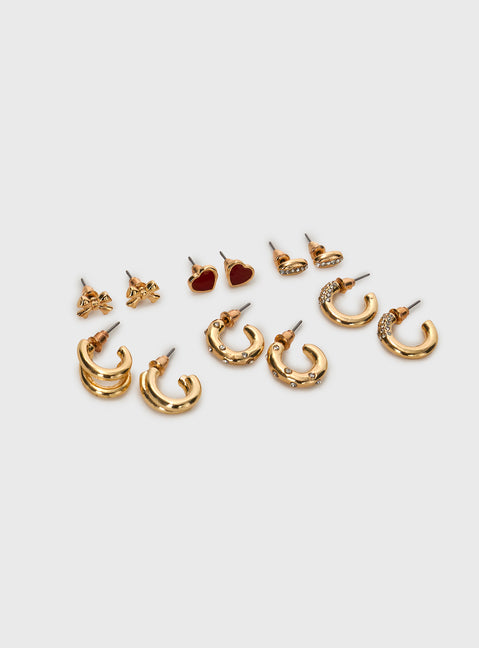 Latch Earring Pack Gold