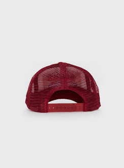 Graphic trucker hat Mesh back panels, snap back fastening 