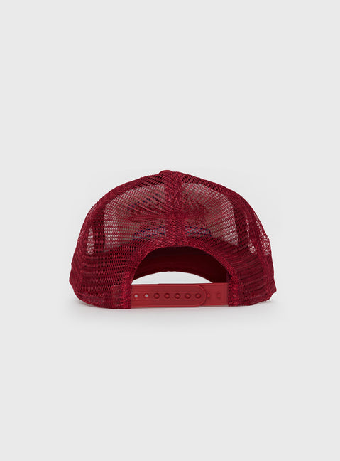 Graphic trucker hat Mesh back panels, snap back fastening 